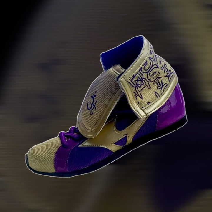 Emerald Temple boxing boot Purple + Gold / 8 Premium Boxing Boots